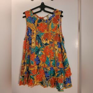 Blue and Yellow Floral Top